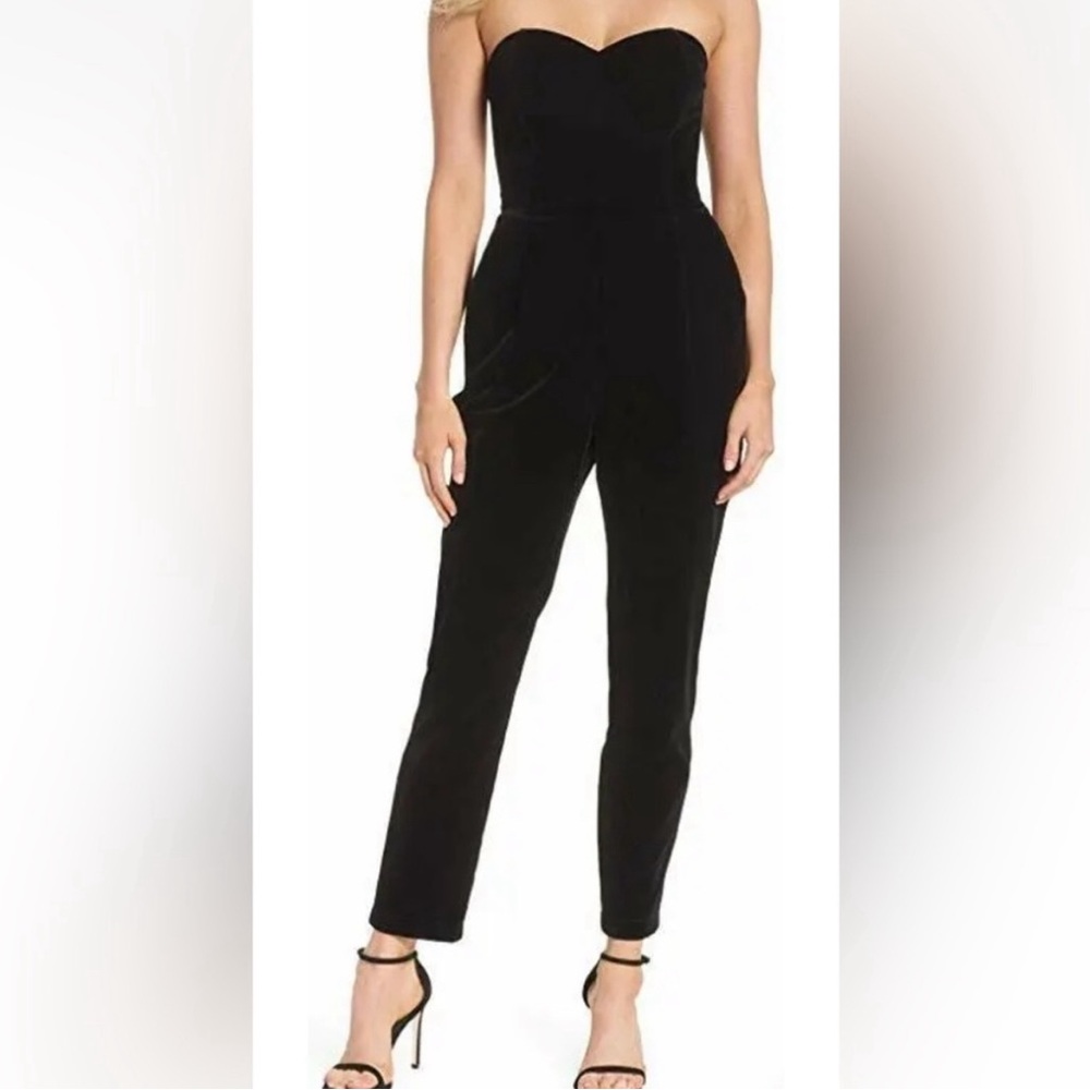 Adelyn Rae Black Strapless Sweetheart Neck Bustier Pantsuit/Jumpsuit size S